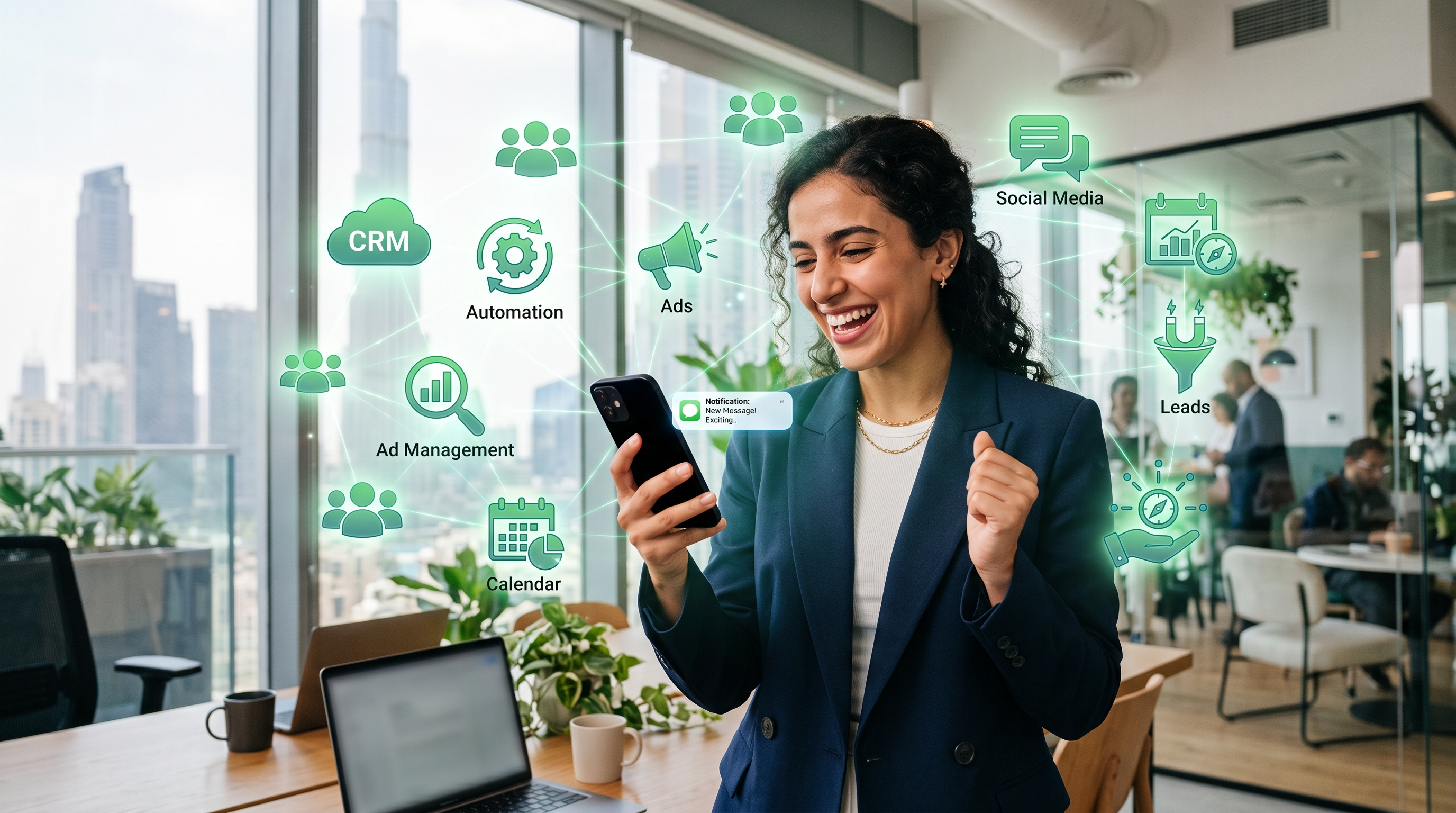 Dubai startup founder getting a new client enquiry