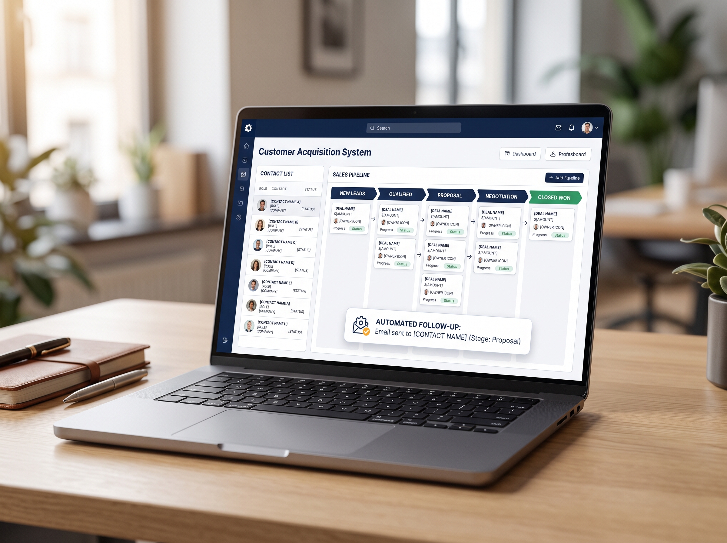 Lead tracking CRM dashboard