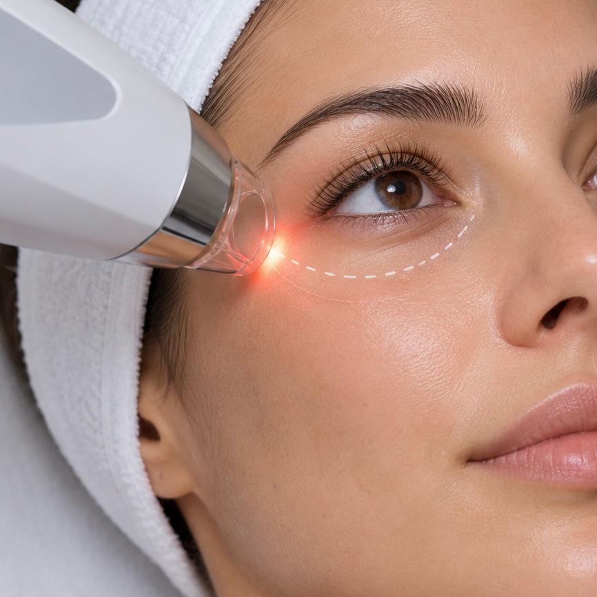 Male patient receiving a microneedling treatment on the face