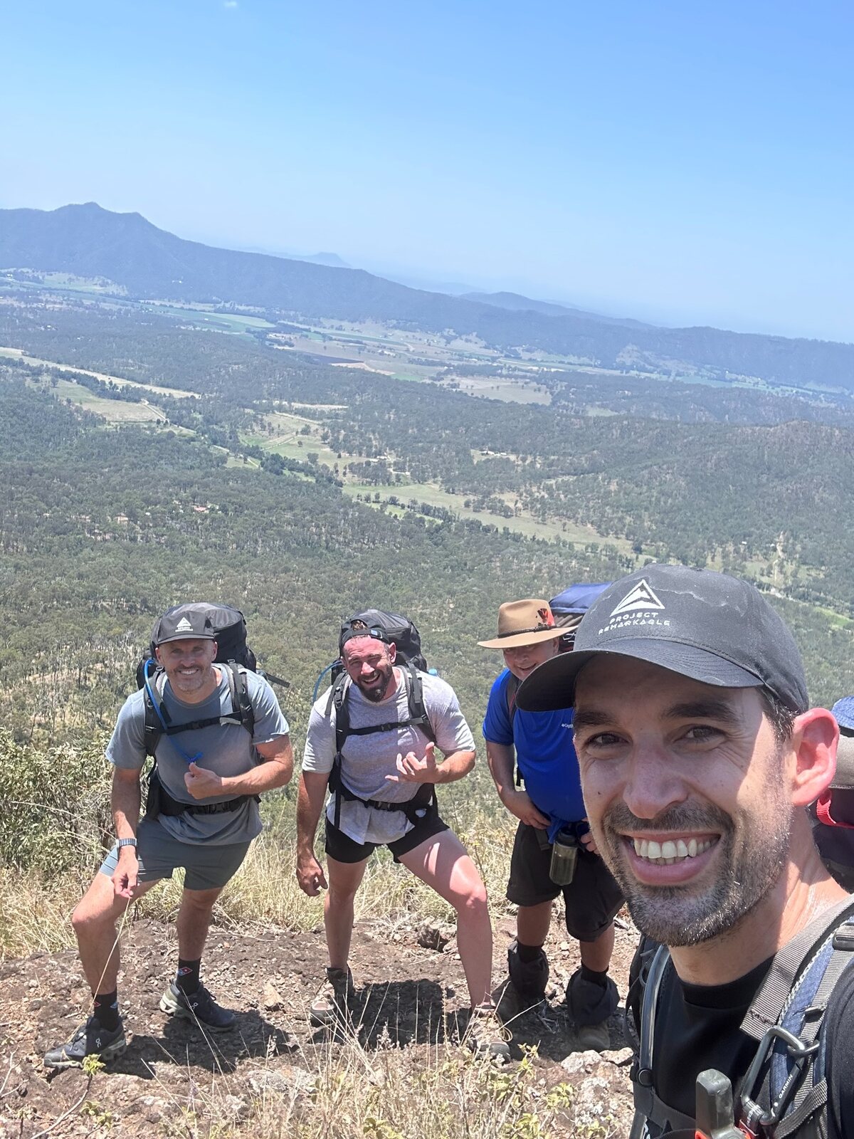 Men hiking together