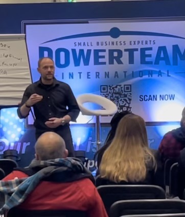 Baz Porter on stage in London