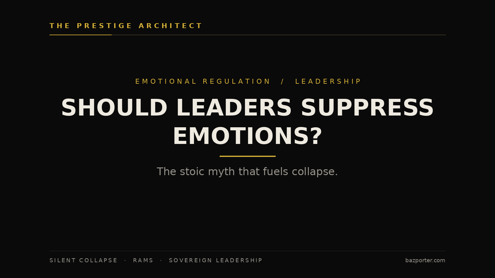 Composed executive leader and the stoic suppression myth in Sovereign Leadership Composed executive leader and the stoic suppression myth in Sovereign Leadership