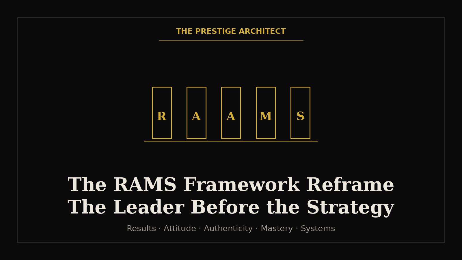 Mapping the five RAMS pillars for an executive leader rebuilding sovereign command Mapping the five RAMS pillars for an executive leader rebuilding sovereign command