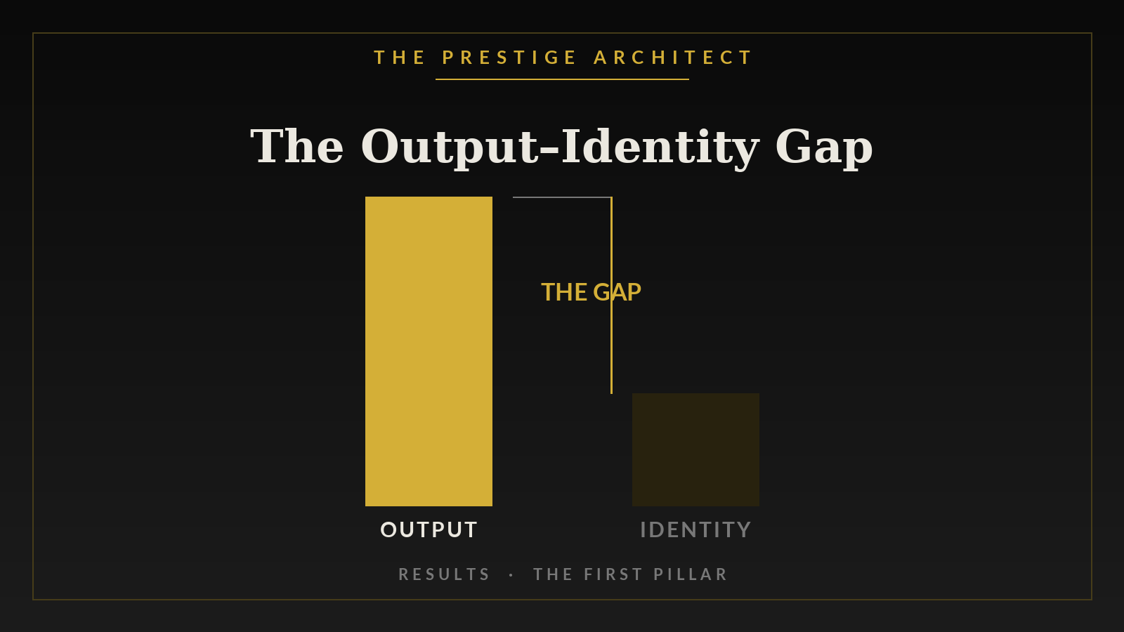 Diagram of the output and identity gap behind executive Silent Collapse in the Results pillar