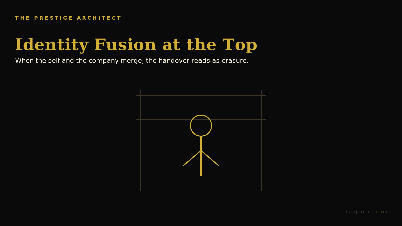 Founder identity fused to the company structure, the Silent Collapse pattern beneath a high-functioning exit