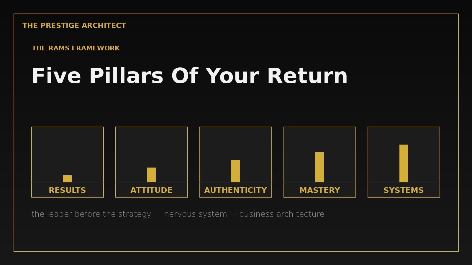 Rebuilding an executive operating system across the five RAMS pillars of Results Attitude Authenticity Mastery Systems