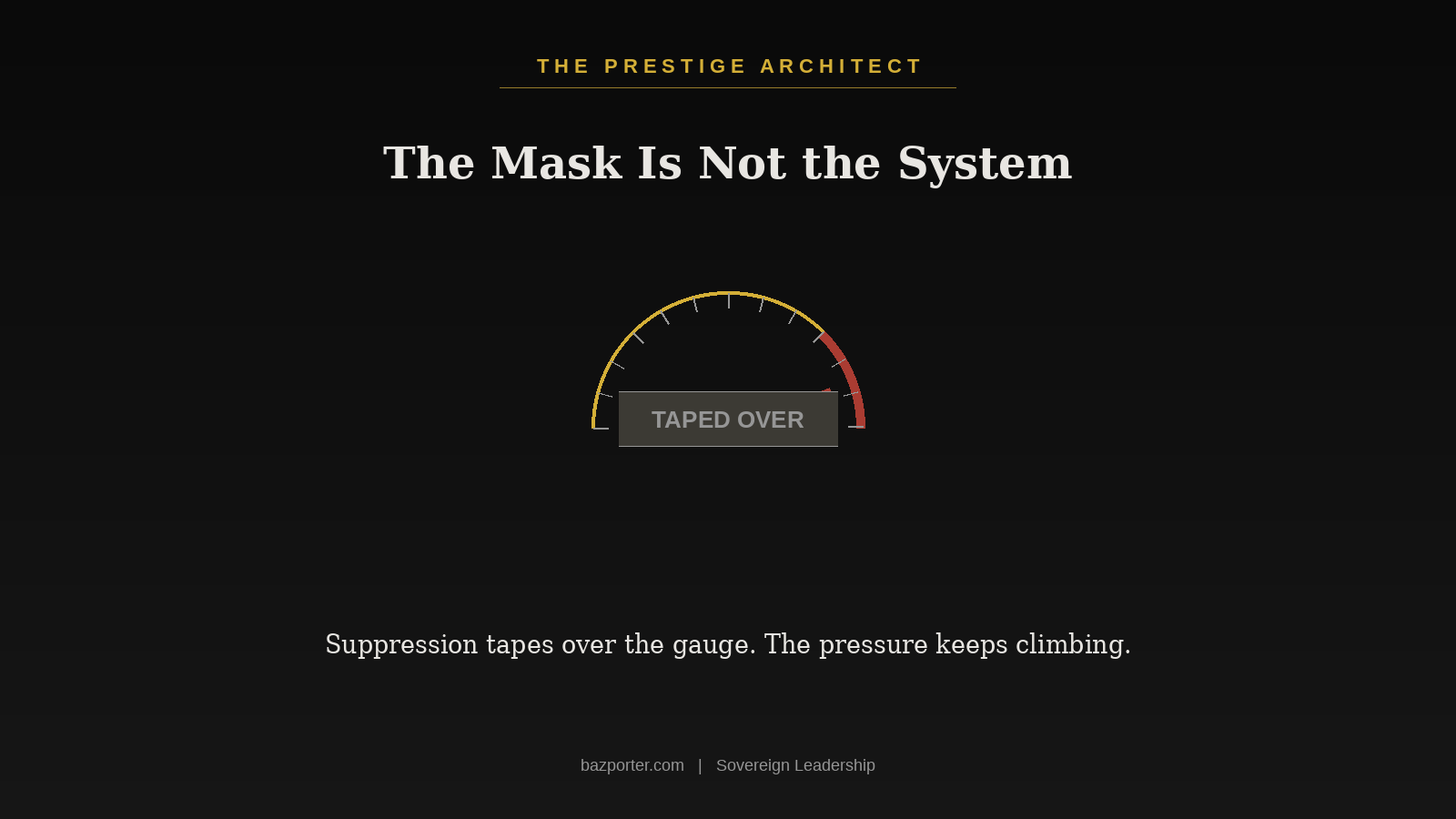 Pressure gauge taped over showing how executives suppress emotion while the nervous system load keeps climbing