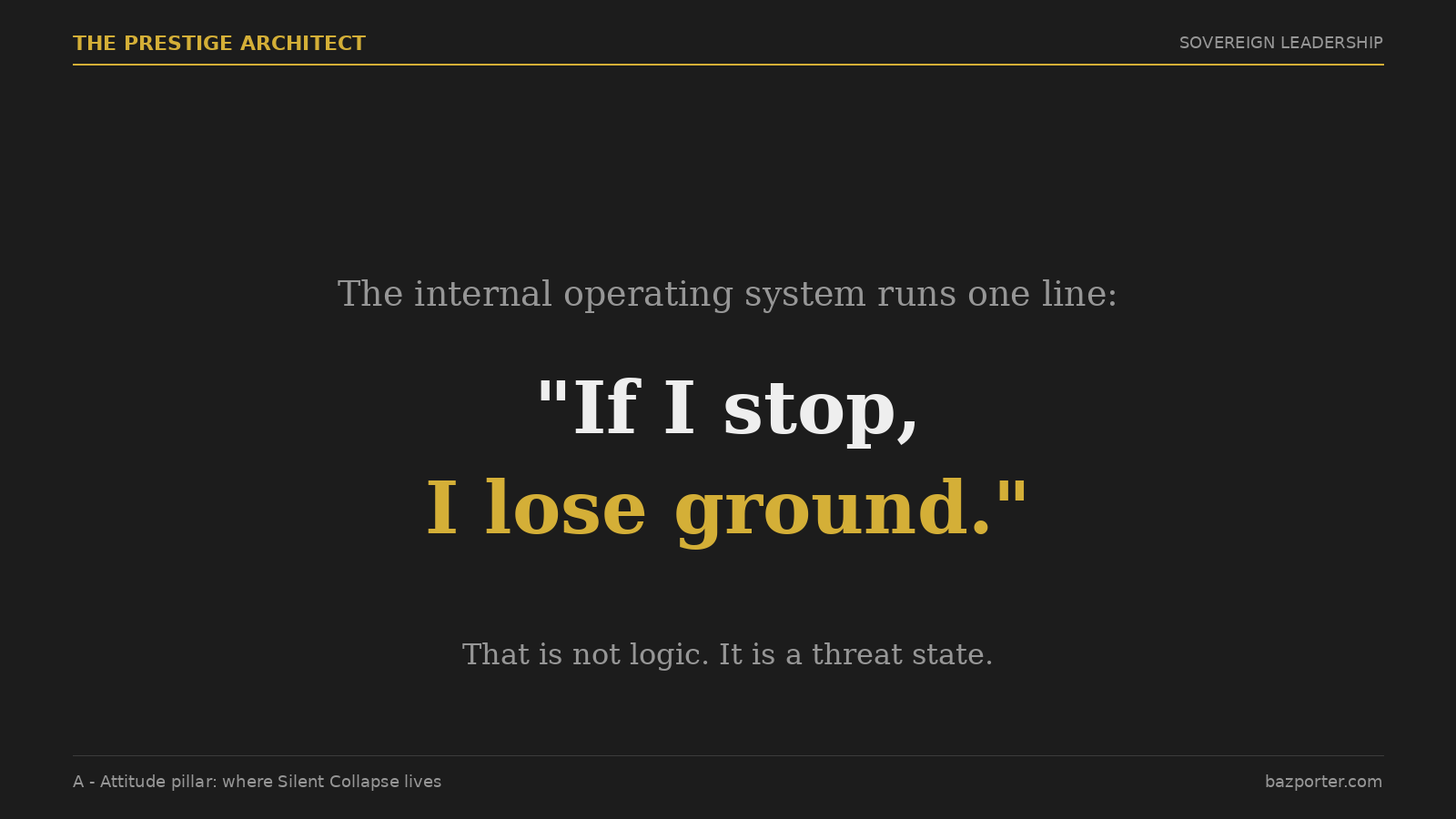 The always-on executive's internal alarm state that reads rest as risk, RAMS Attitude pillar
