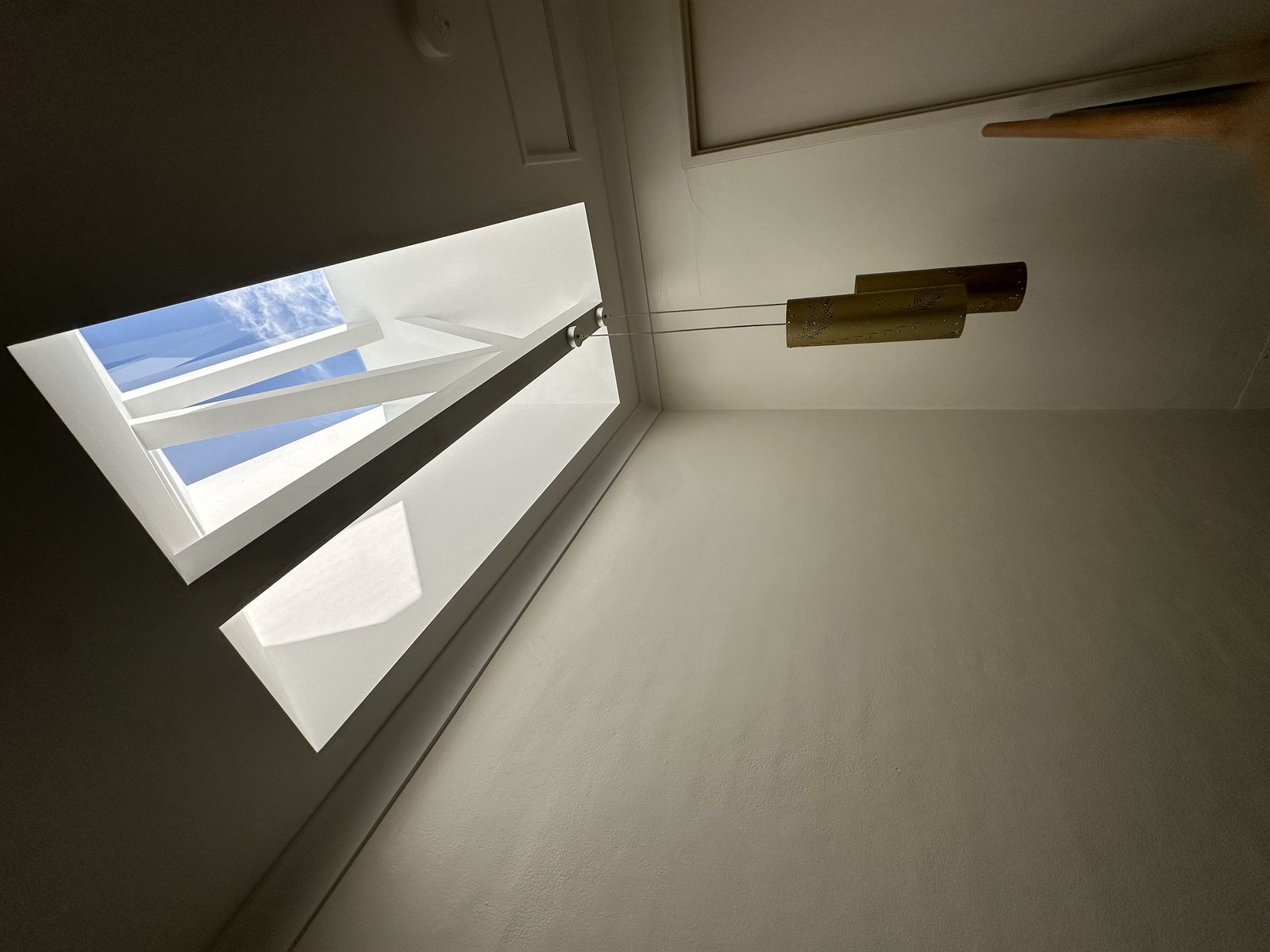 Angled light shaft skylight, finished lining