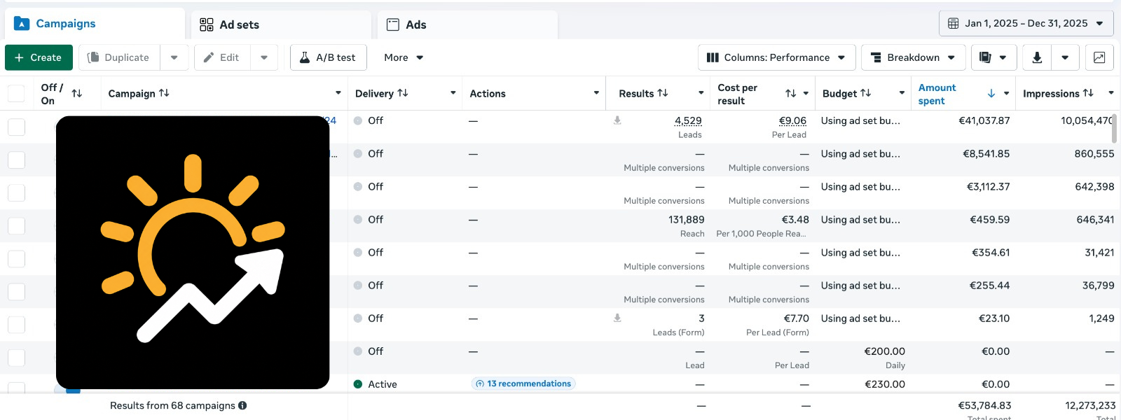 Meta Business Manager — risultati Ecosoluzione 2025