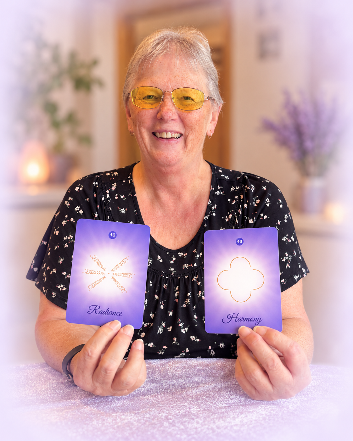 Theresa working with the Remembering You deck