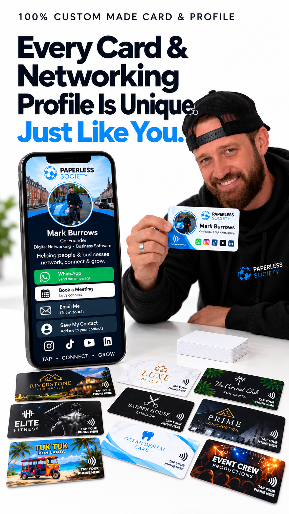 A digital networking profile on a phone