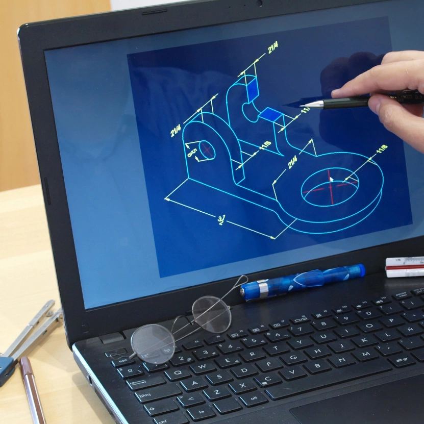 CAD design work preparing digital drawings for waterjet cutting