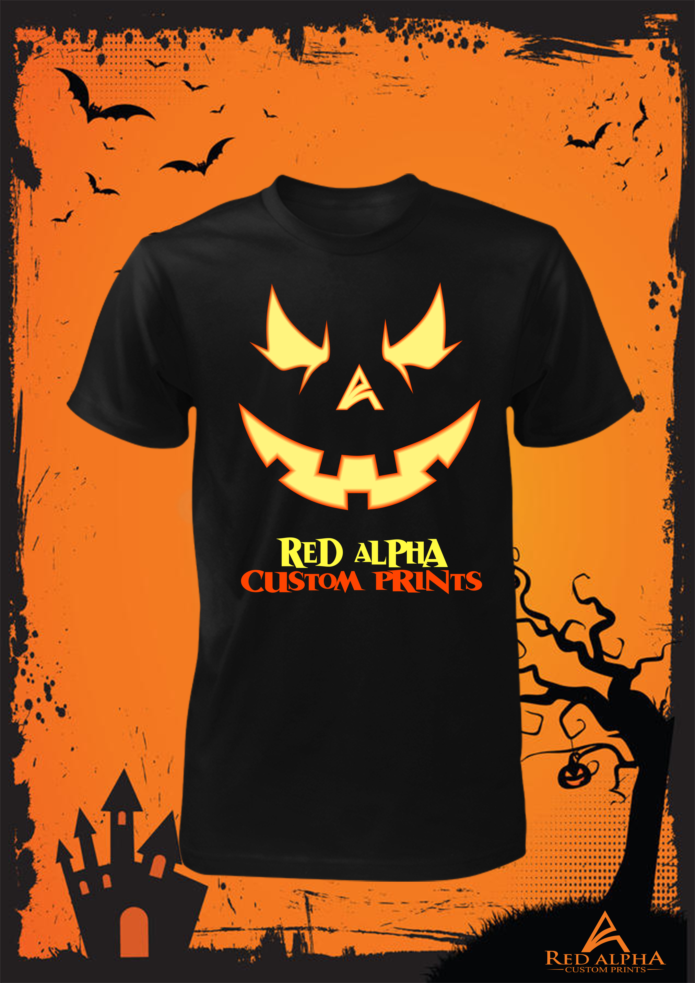 Red Alpha Halloween Pumpkin T-shirt