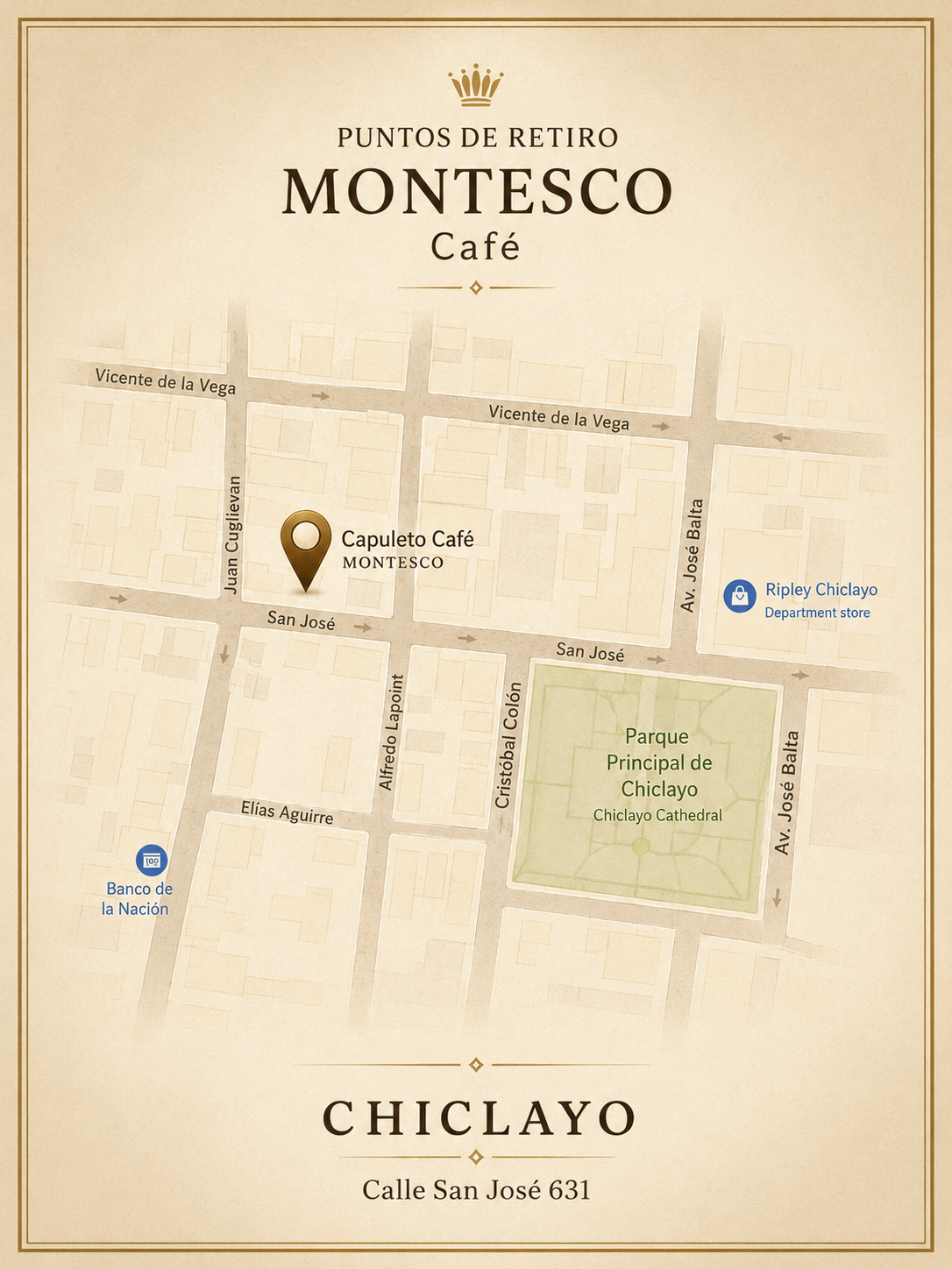 Mapa de puntos de retiro en Lima de MONTESCO Café
