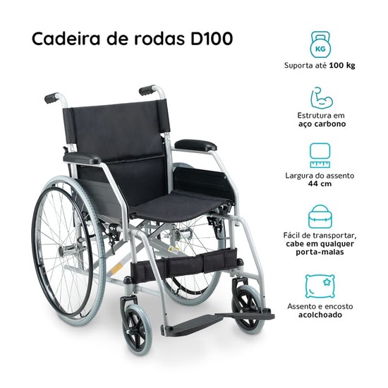 Cadeira de rodas D100 dobrada — 26 cm
