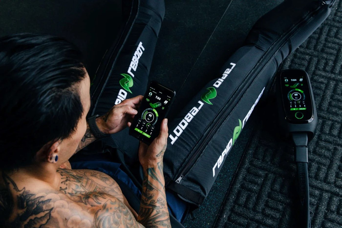 Athlete using Rapid Reboot compression boots