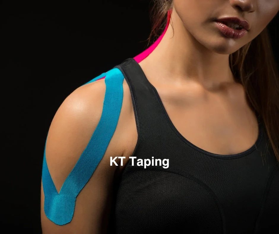 Kinesiology tape on a shoulder