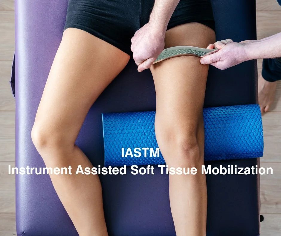 Instrument assisted soft tissue mobilization on a leg