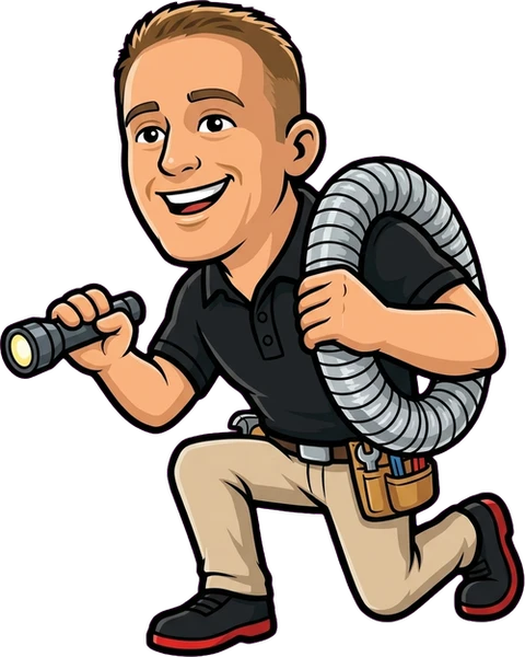 Innovative Mechanical mascot with a flashlight and ductwork