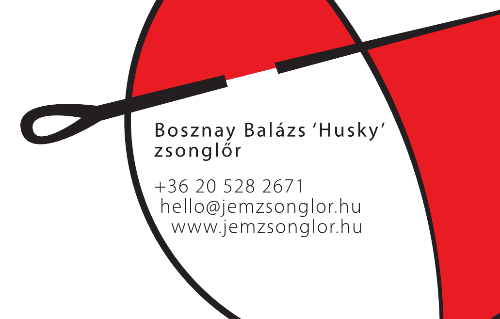 Bosznay Balázs 'Husky' zsonglőr névjegykártya