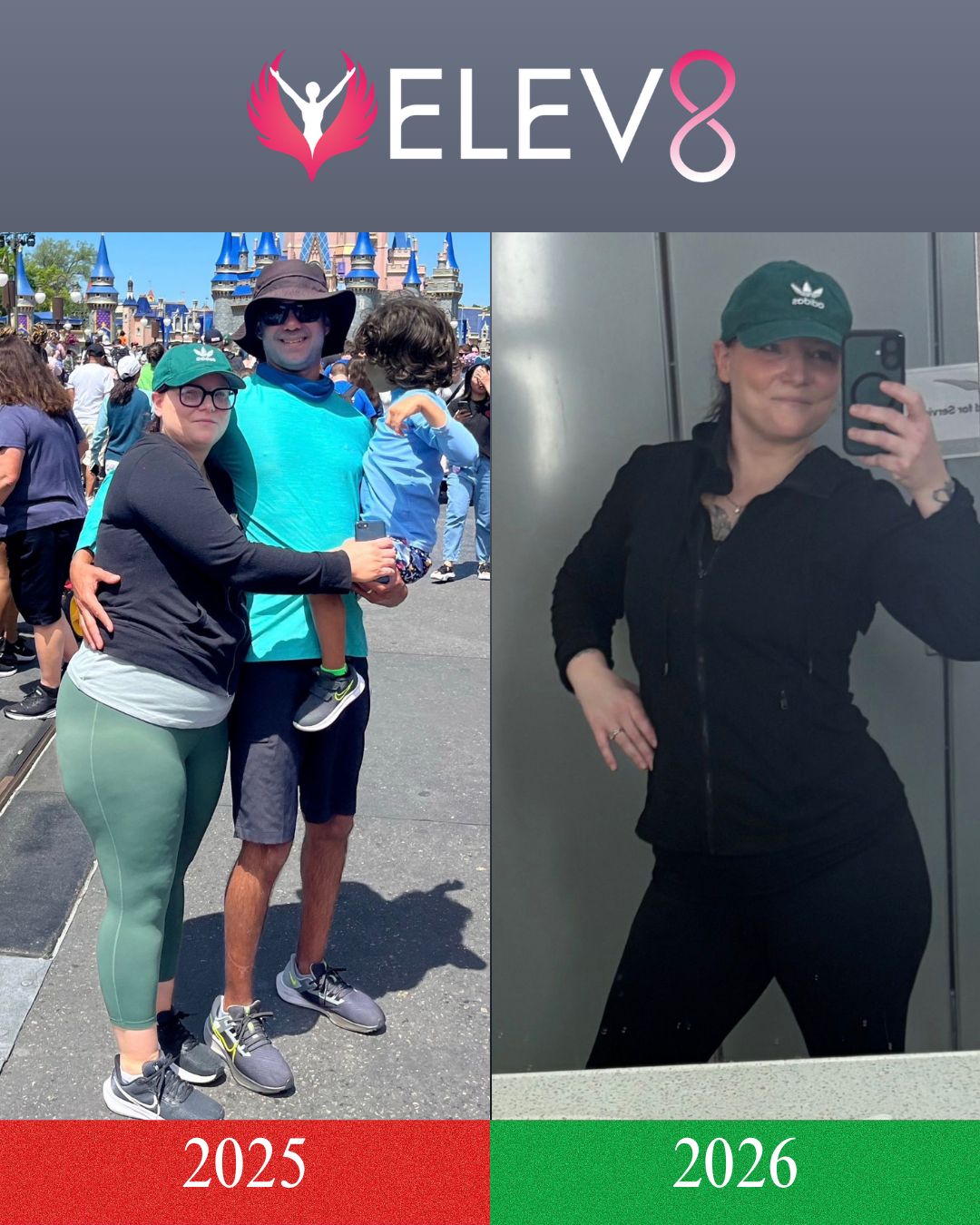 April — before and after