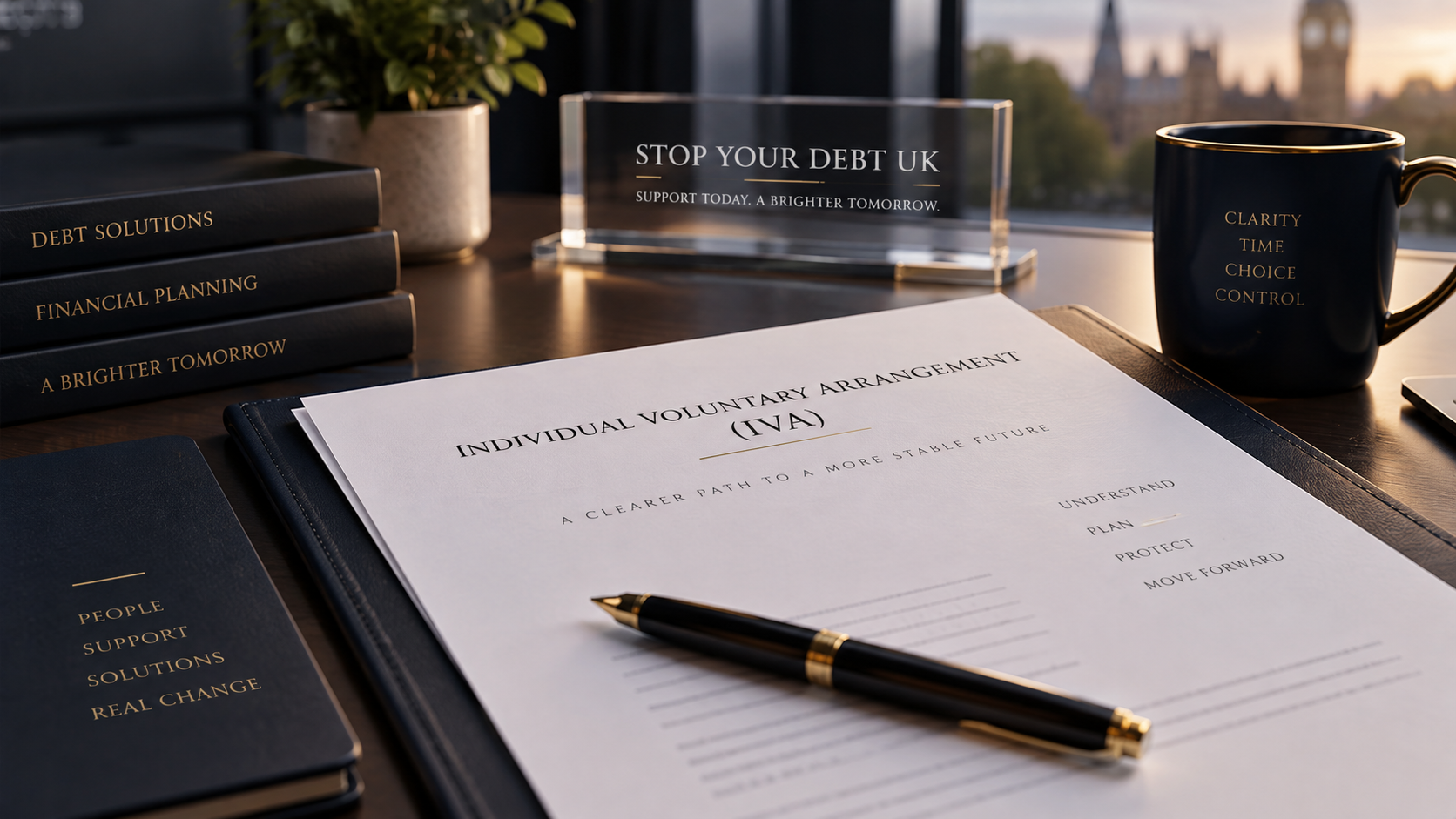Professional financial documents representing an Individual Voluntary Arrangement and formal agreement with creditors