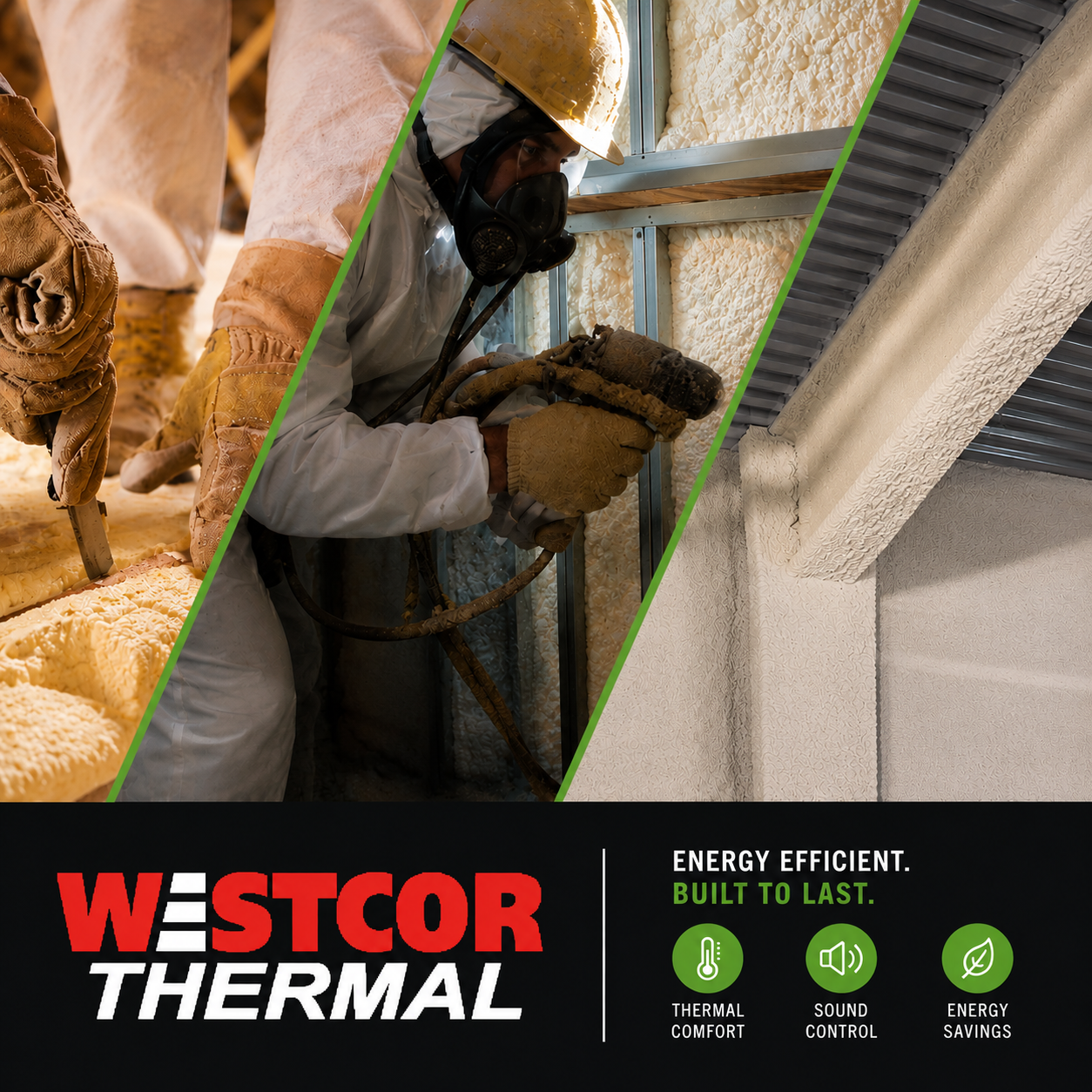 Westcor Thermal applicator spraying foam insulation on a Vancouver commercial job site