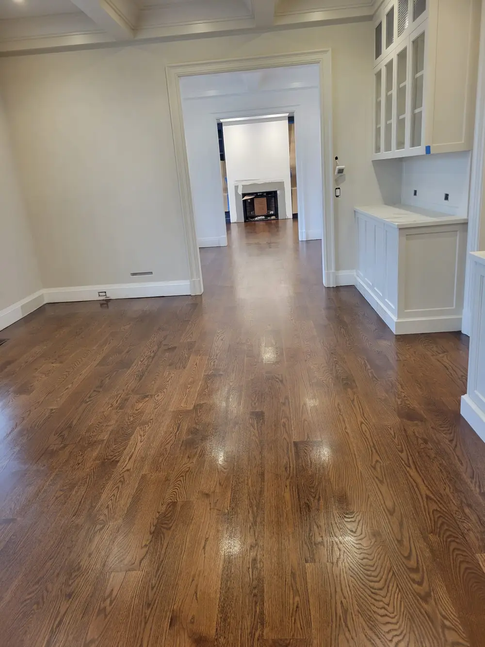Bright room with new hardwood installed