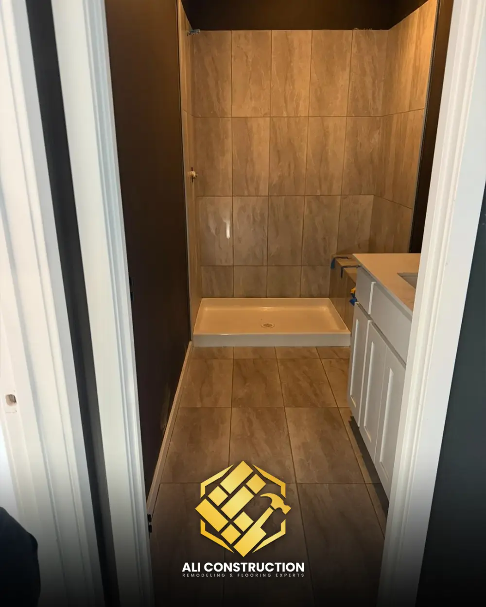 Tiled shower and bathroom floor — Ali Construction