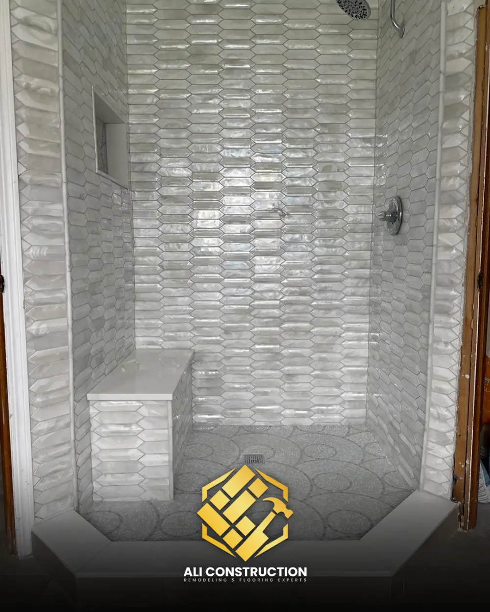 Tiled shower with built-in niche — Ali Construction