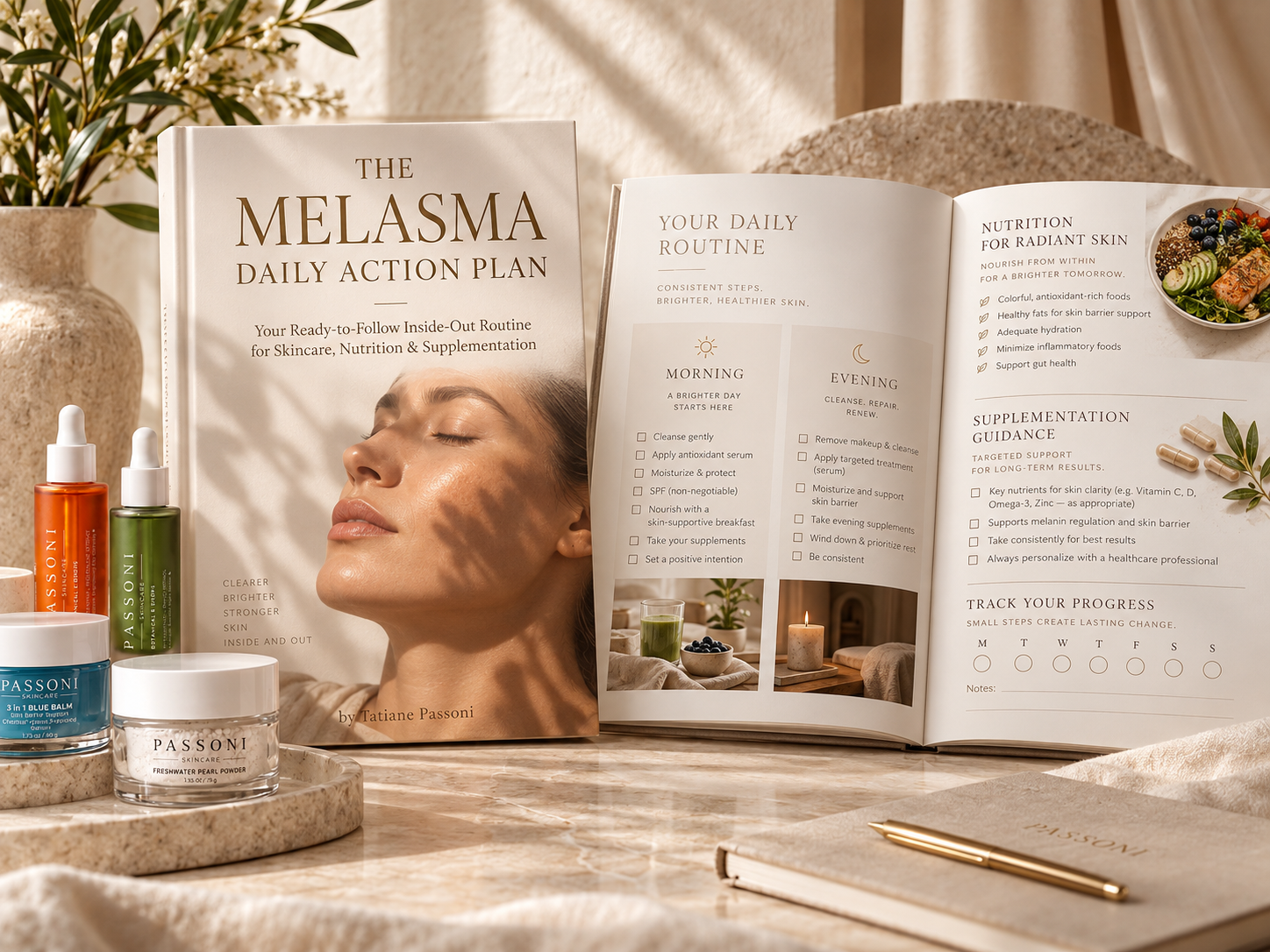 The Melasma Daily Action Plan publication with routine checklist