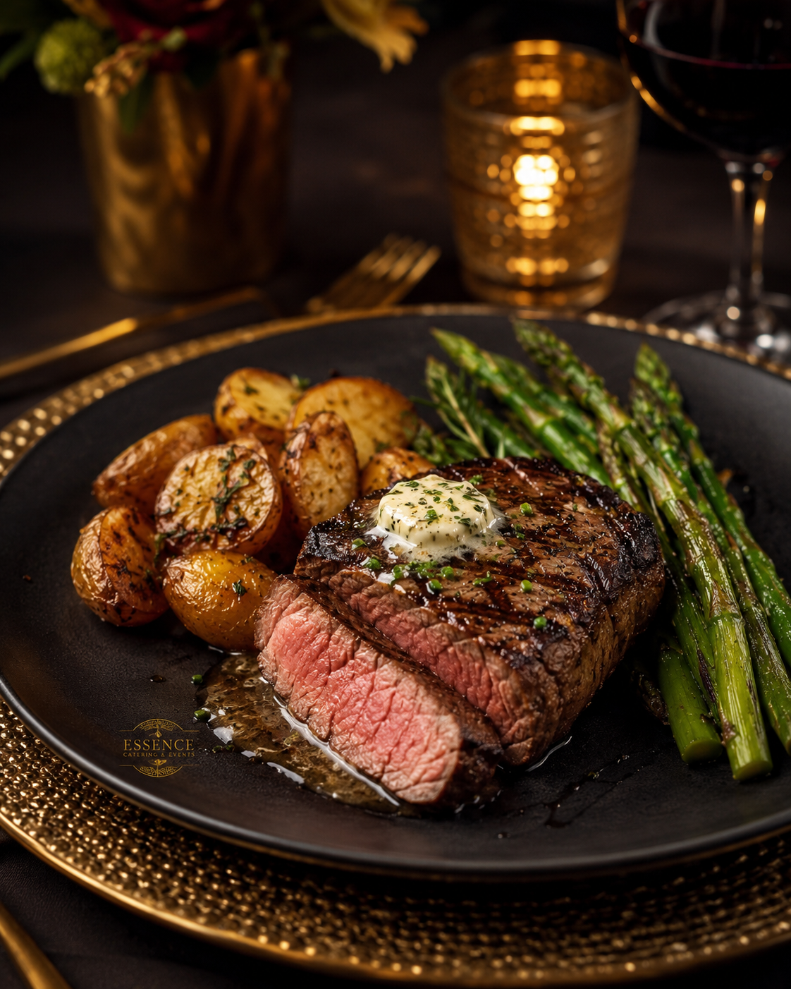 Elegant steak dinner by Essence Catering and Events