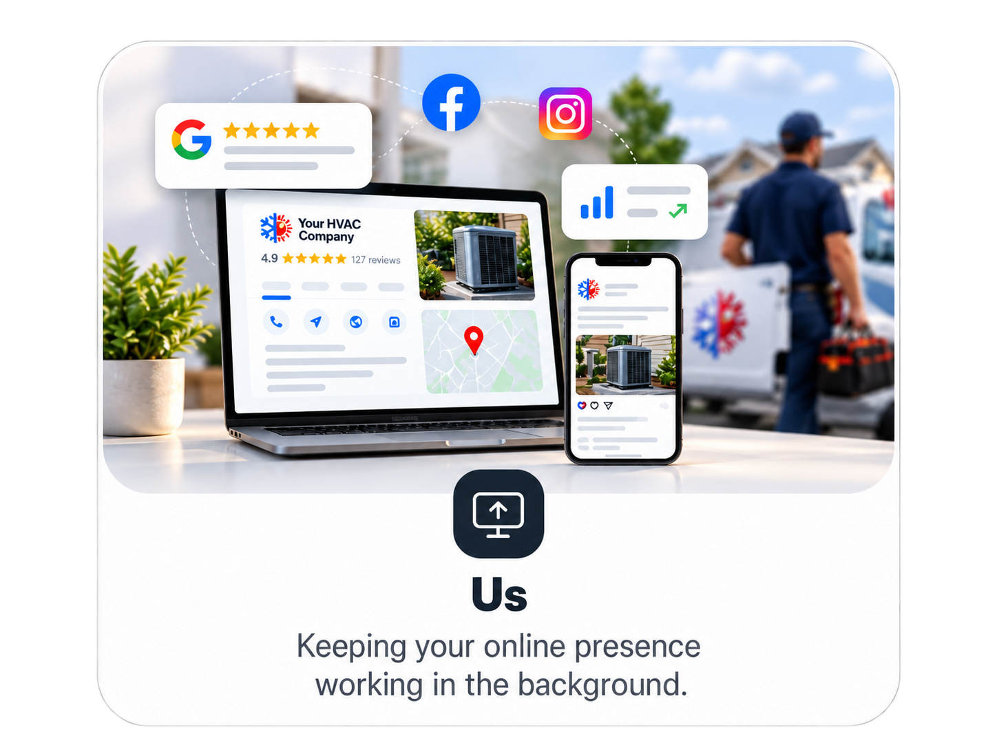 The online side of the business being handled in the background