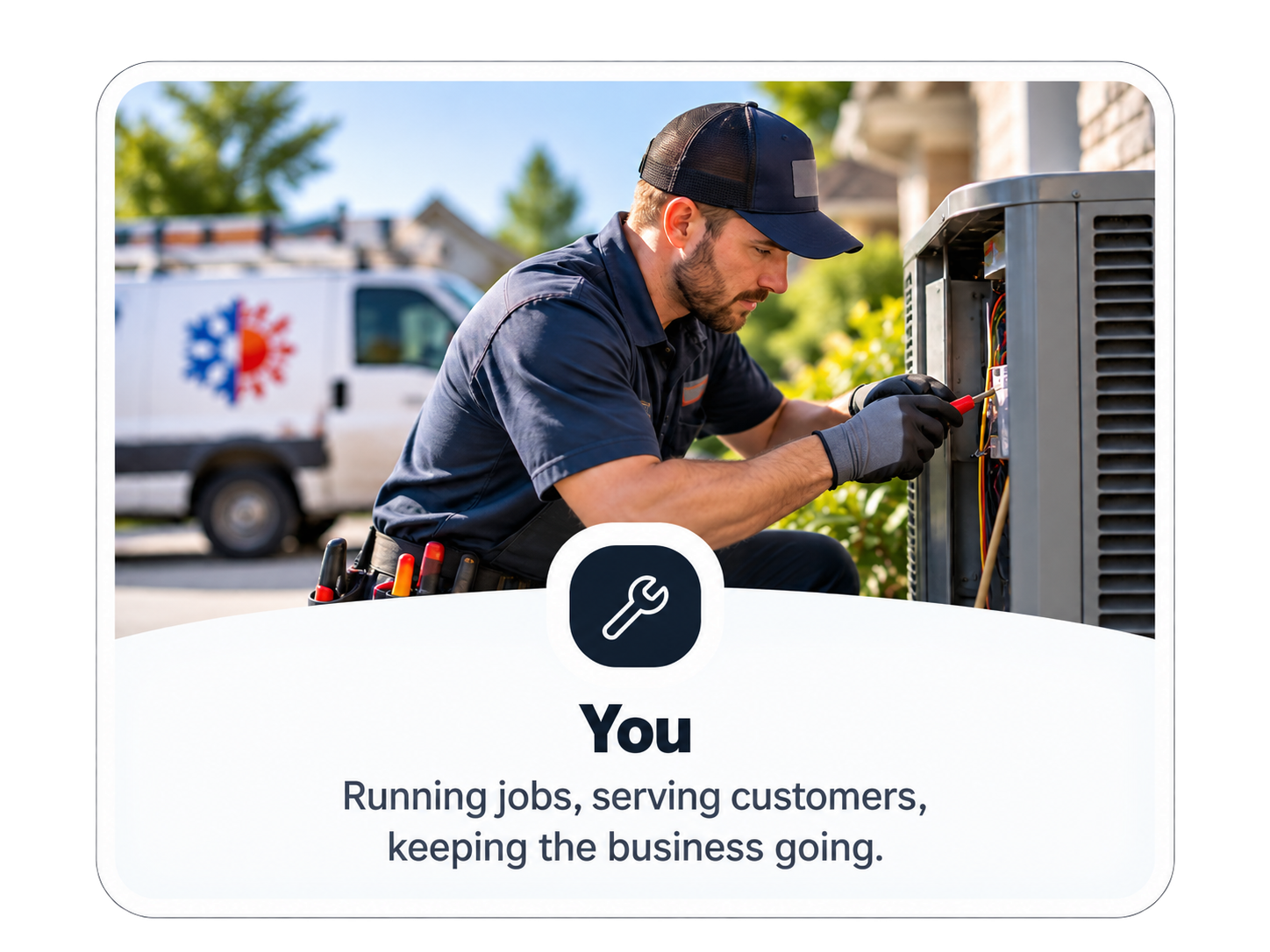 An HVAC business owner working in the field