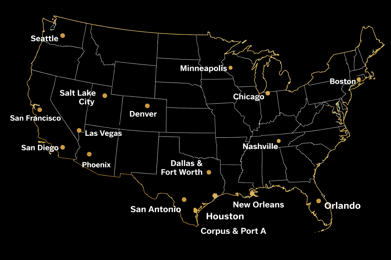 Bites & Drinks expansion map across the United States