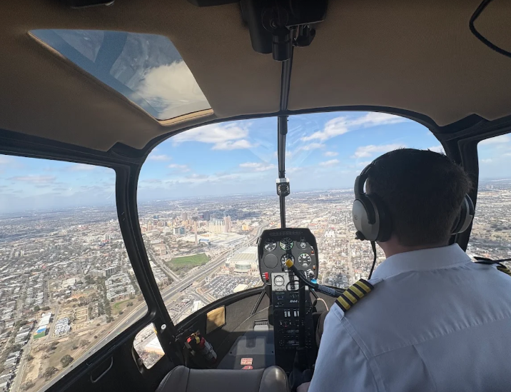 Helicopter over downtown San Antonio