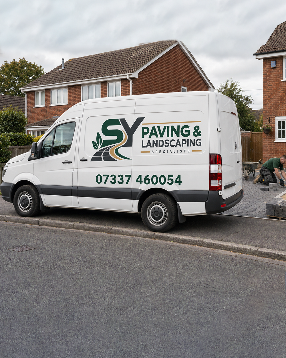 SY Paving & Landscaping Specialists laying a new block paved driveway in Liverpool