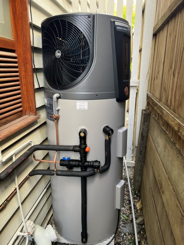 Heat pump hot water system installed by SPD Plumbing