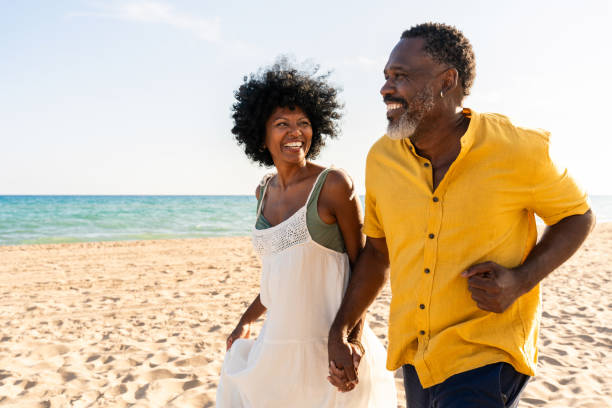 Couple enjoying retirement near the beach