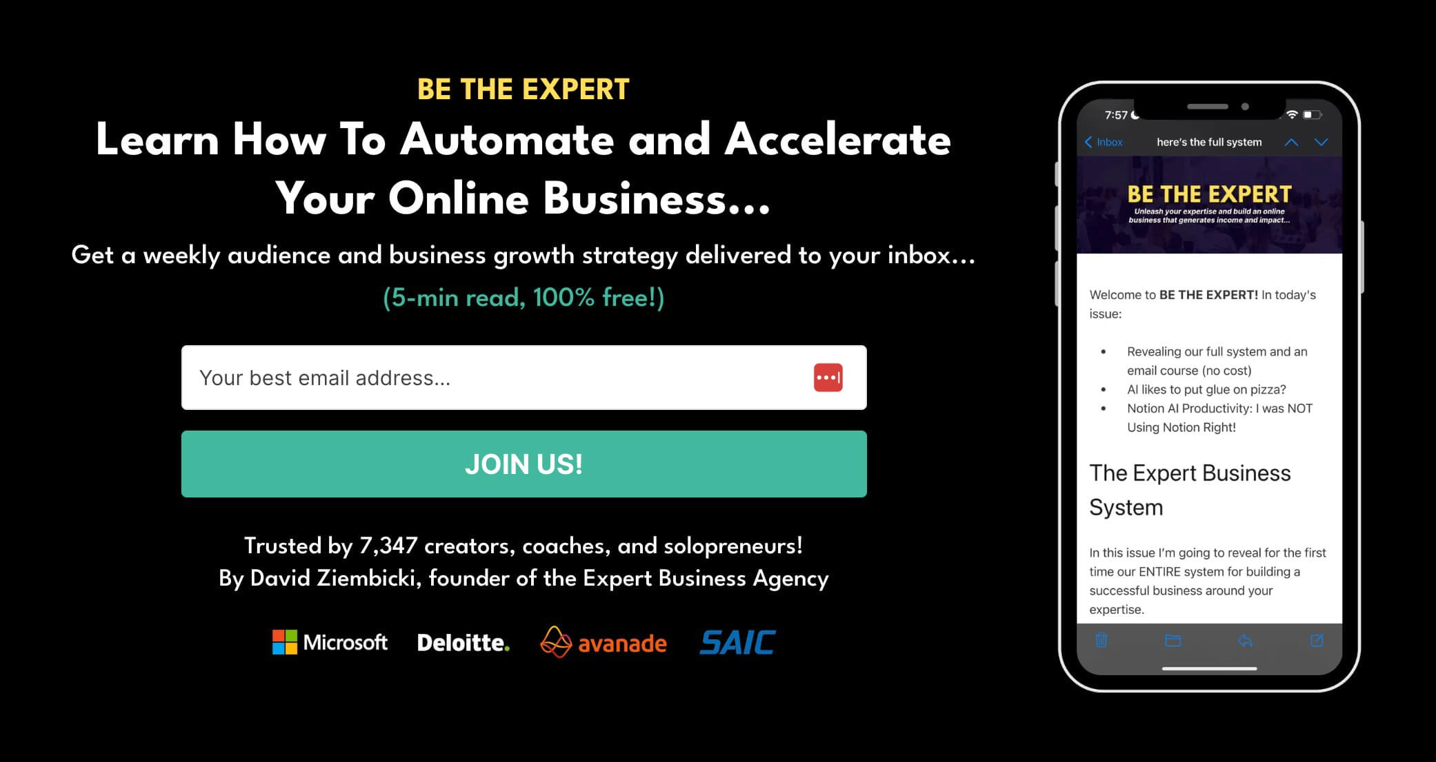 Join the BE THE EXPERT Newsletter