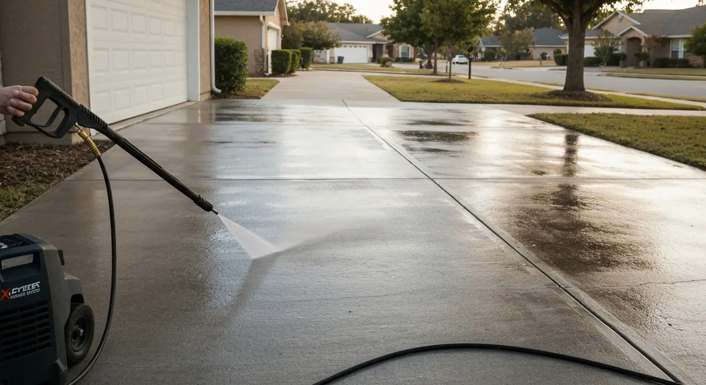 Concrete driveway cleaning
