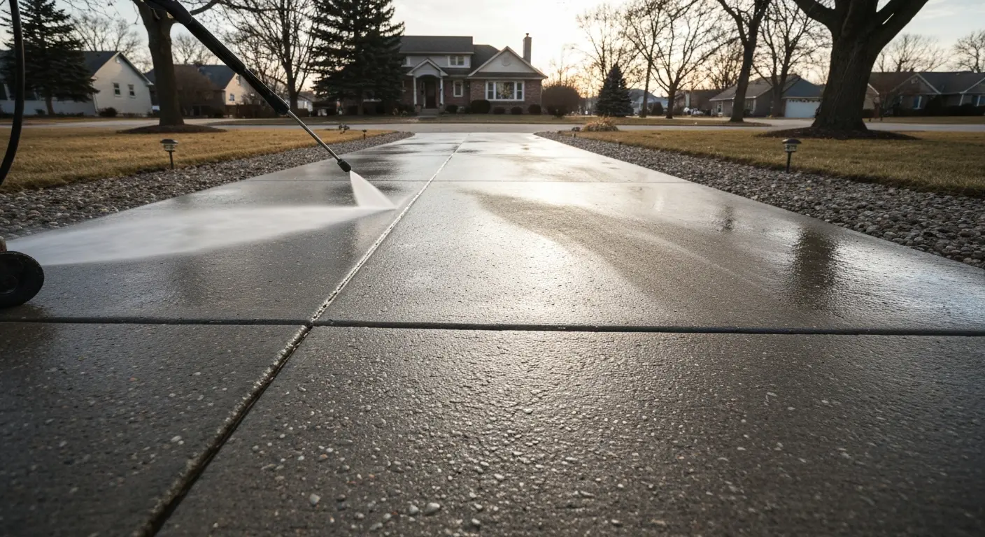 Concrete driveway cleaning