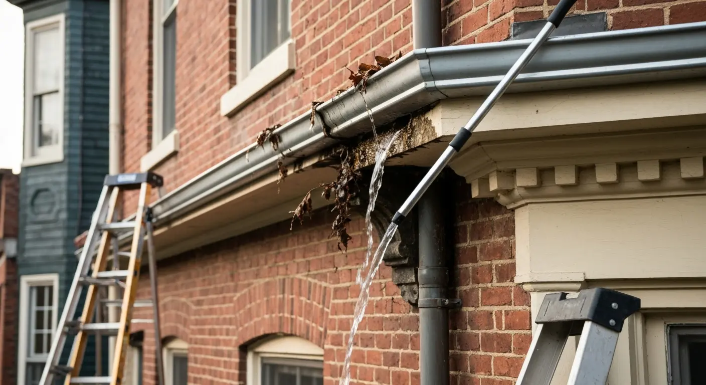 Gutter damage from debris buildup