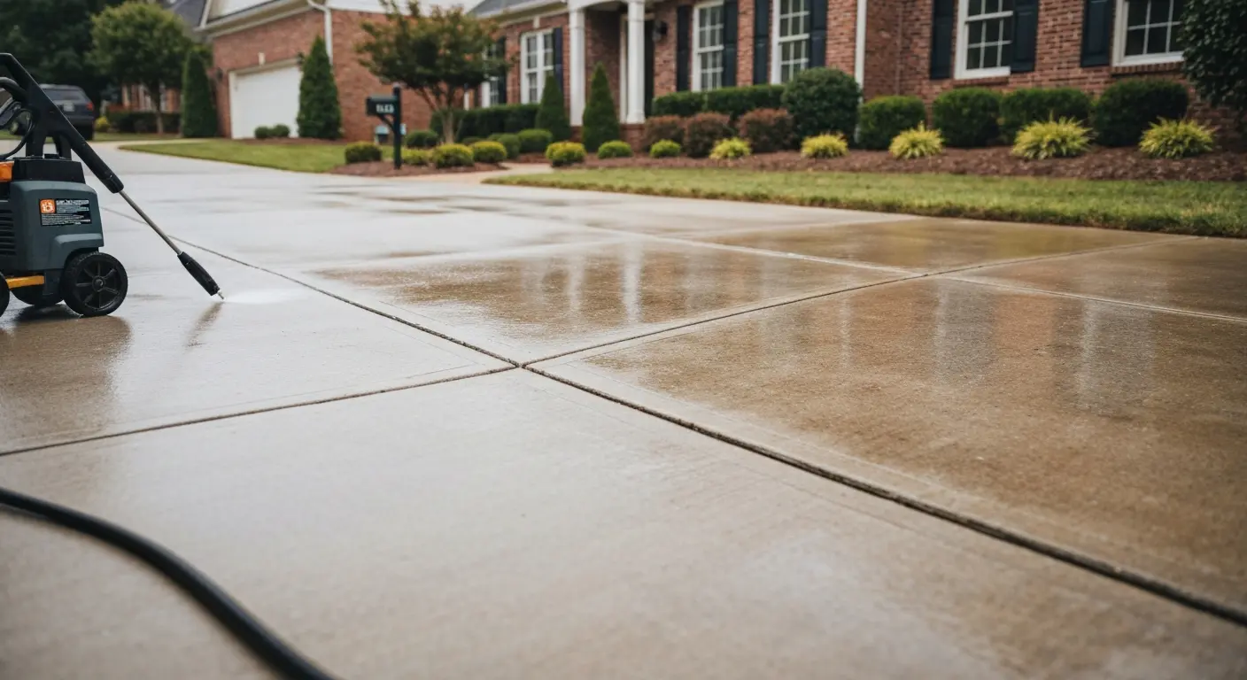 Driveway pressure washing