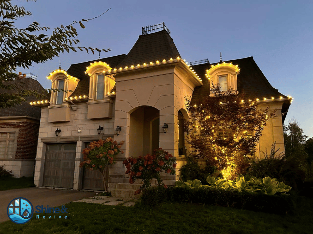 Glowing holiday roofline