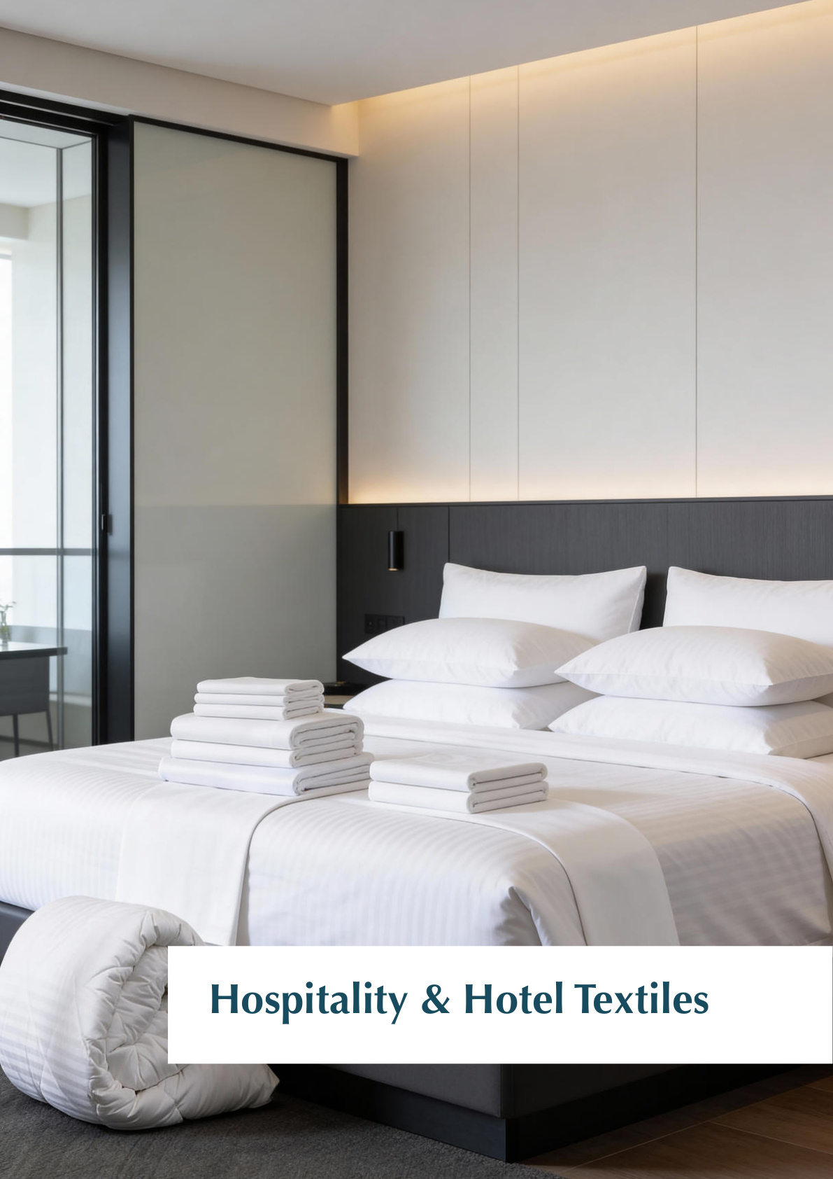 Hotel & Hospitality Textiles ‚Äî Modern hotel room with white linens and towels