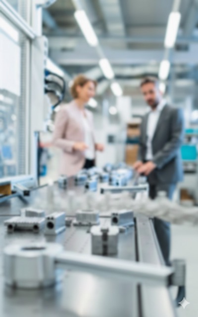 Equipo técnico trabajando con robótica industrial