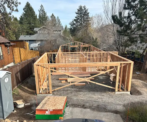 Front view of the custom home teardown and new build