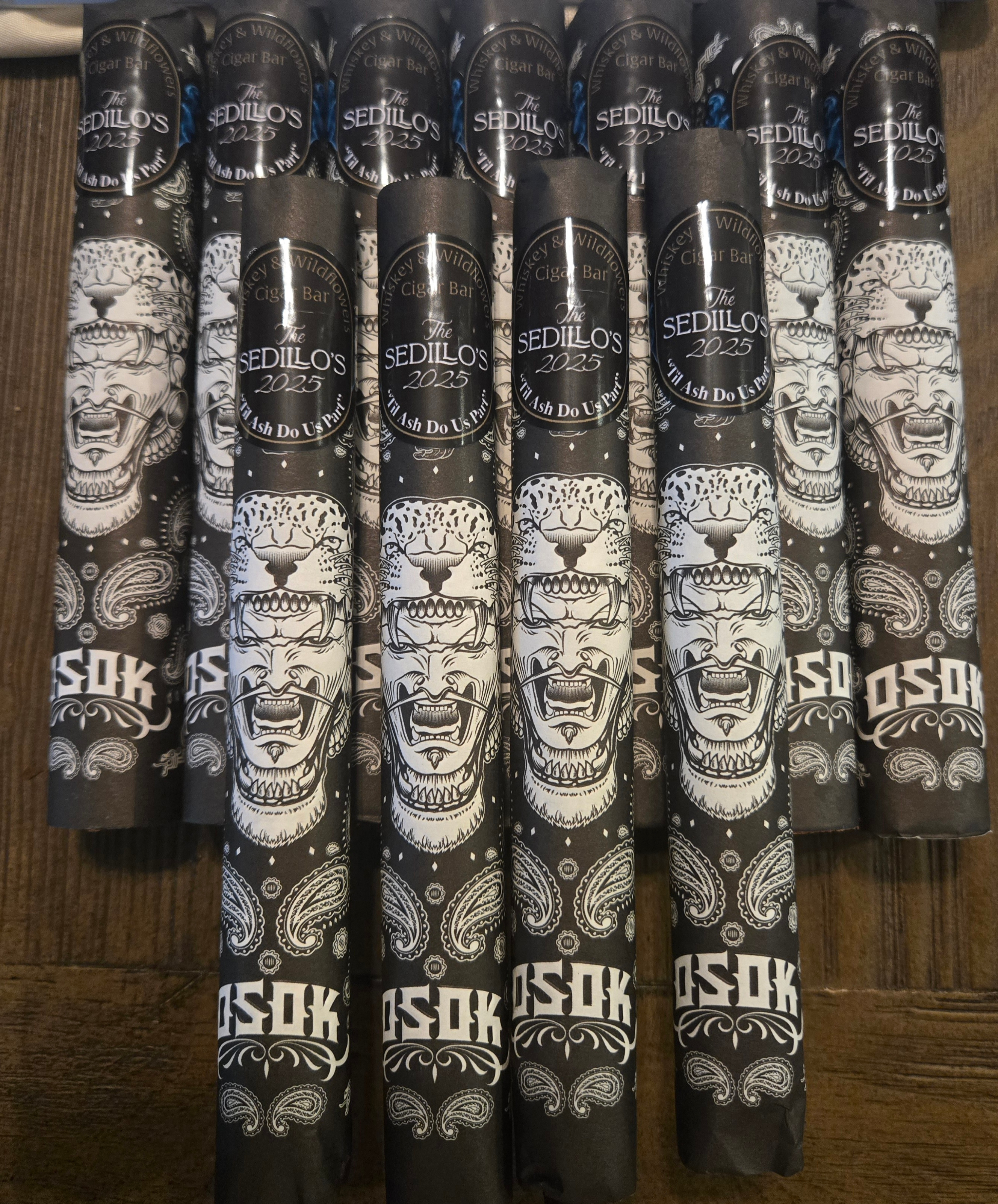 Bundle of premium cigars with bold artistic skull bands